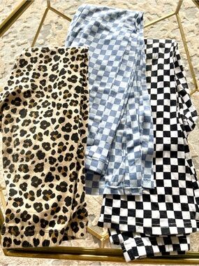 Cat & Jack Checkerboard and Leopard Print Leggings - Blue, Black, Cream